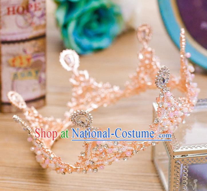 Handmade Classical Wedding Hair Accessories Bride Baroque Crystal Round Royal Crown for Women