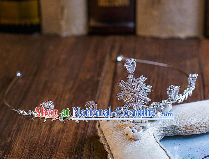 Handmade Classical Hair Accessories Bride Baroque Crystal Snowflake Royal Crown Headwear for Women