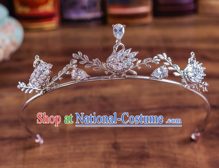 Handmade Classical Hair Accessories Bride Baroque Crystal Swan Royal Crown Headwear for Women