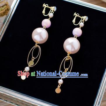 Handmade Classical Wedding Accessories Bride Pink Pearls Tassel Earrings for Women