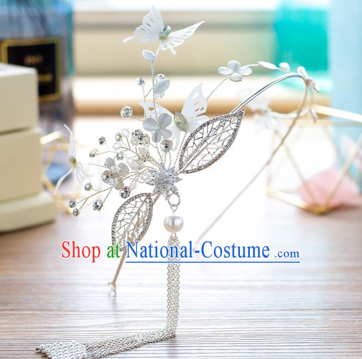 Handmade Classical Wedding Hair Accessories Bride Butterfly Tassel Hair Clasp Headband for Women