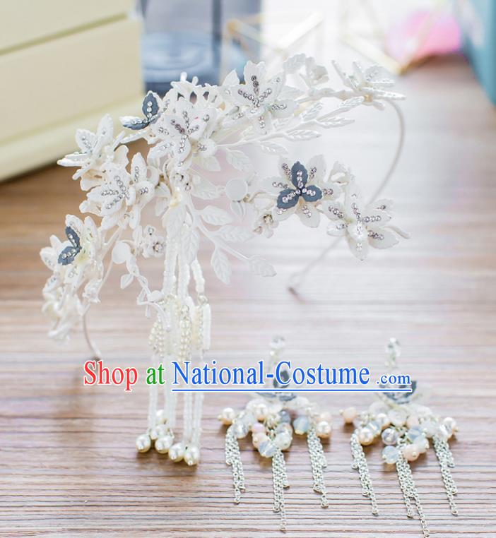 Handmade Classical Wedding Hair Accessories Bride Flowers Tassel Hair Clasp Headband for Women