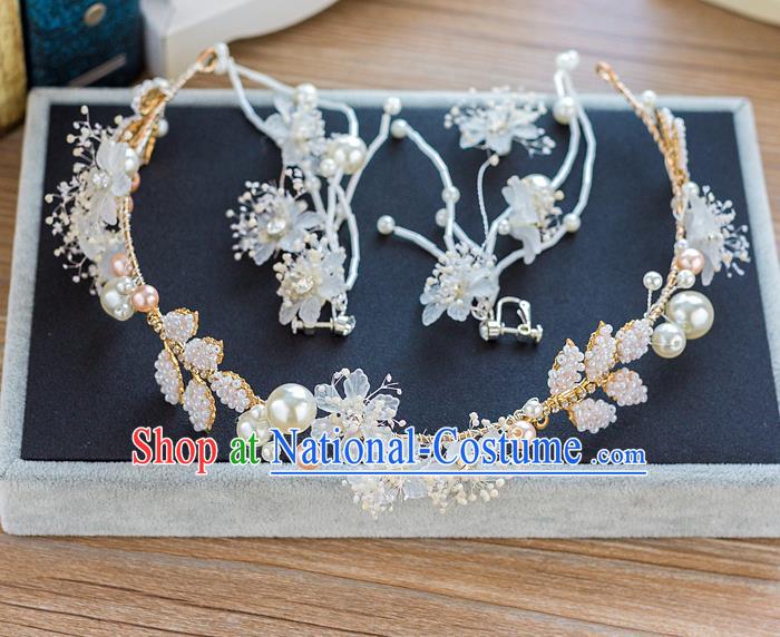 Handmade Classical Wedding Hair Accessories Bride Pearls Hair Clasp Headwear for Women