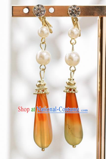 Handmade Classical Wedding Accessories Bride Hanfu Jade Earrings for Women