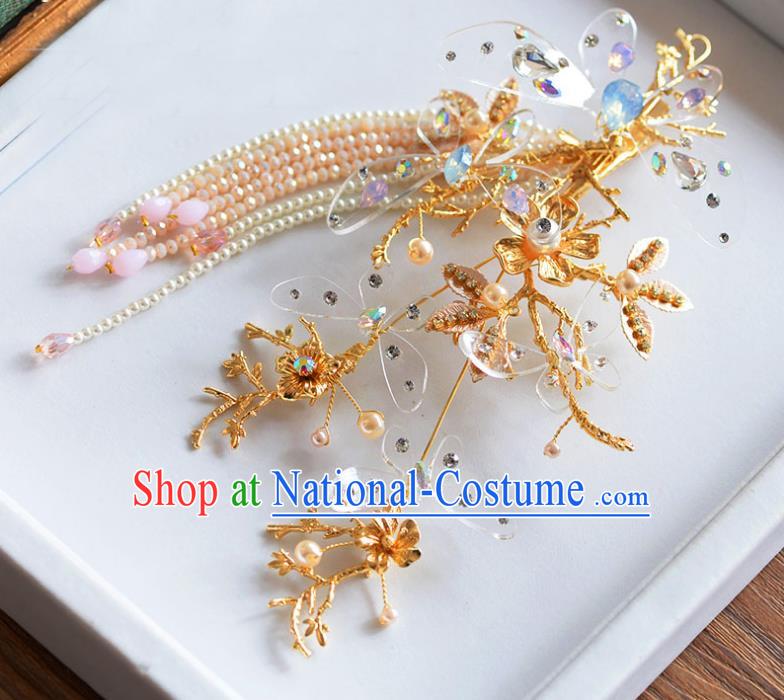 Handmade Classical Wedding Hair Accessories Bride Butterfly Hair Stick Headwear for Women