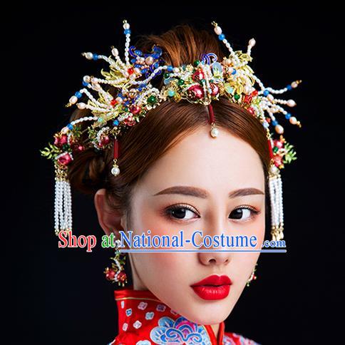 Chinese Handmade Classical Hair Accessories Ancient Bride Hair Clasp Tassel Hairpins for Women