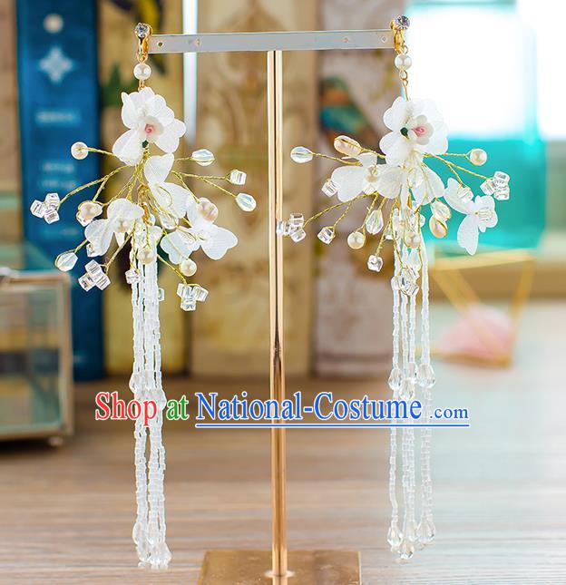 Handmade Classical Wedding Accessories Bride Earrings Flowers Tassel Eardrop for Women