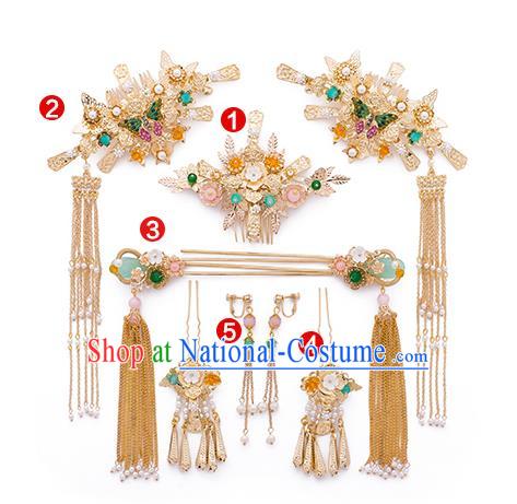 Chinese Handmade Classical Hair Accessories Ancient Bride Hair Combs Tassel Hairpins for Women