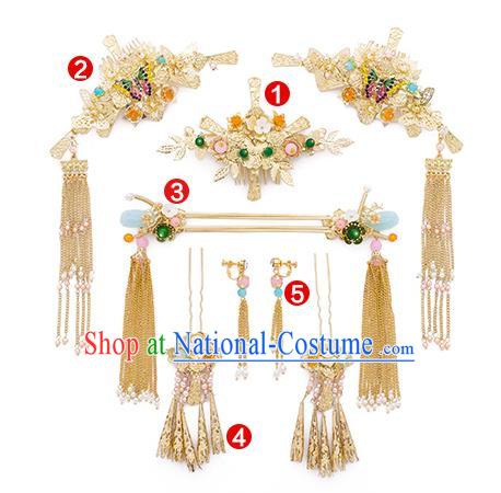 Chinese Handmade Classical Hair Accessories Ancient Bride Hair Combs Tassel Hairpins for Women