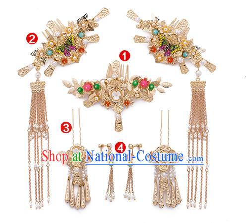 Chinese Handmade Classical Hair Accessories Ancient Bride Hair Combs Tassel Hairpins for Women