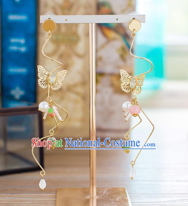 Handmade Classical Wedding Accessories Bride Earrings Hanfu Butterfly Eardrop for Women