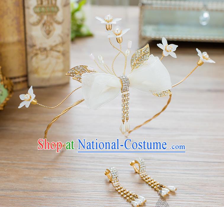 Handmade Classical Wedding Hair Accessories Bride Bowknot Hair Clasp Headwear for Women