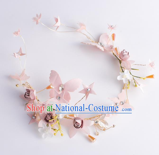 Handmade Classical Wedding Hair Accessories Bride Pink Hair Clasp Headwear for Women