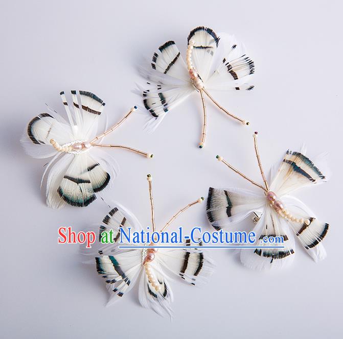 Handmade Classical Wedding Hair Accessories Bride Feather Butterfly Hair Claw Headwear for Women