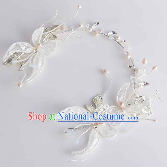 Handmade Classical Wedding Hair Accessories Bride Lace Butterfly Hair Clasp Headwear for Women