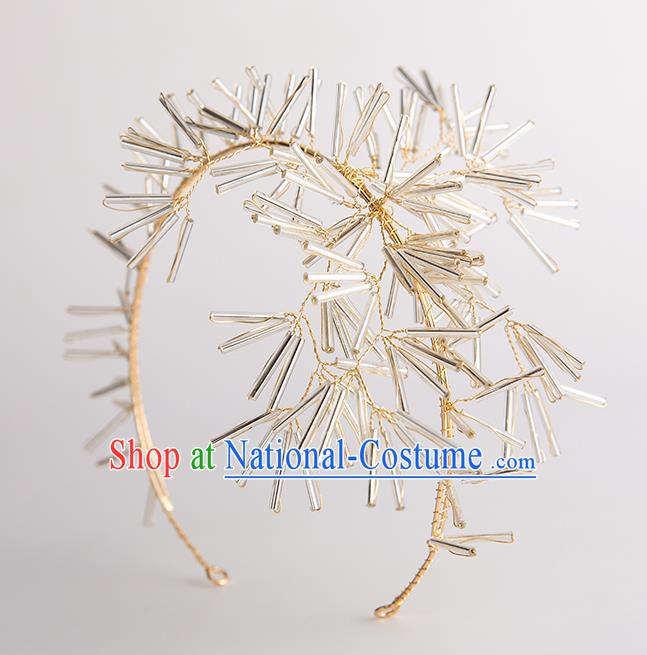 Handmade Classical Wedding Hair Accessories Bride Golden Hair Clasp Headwear for Women