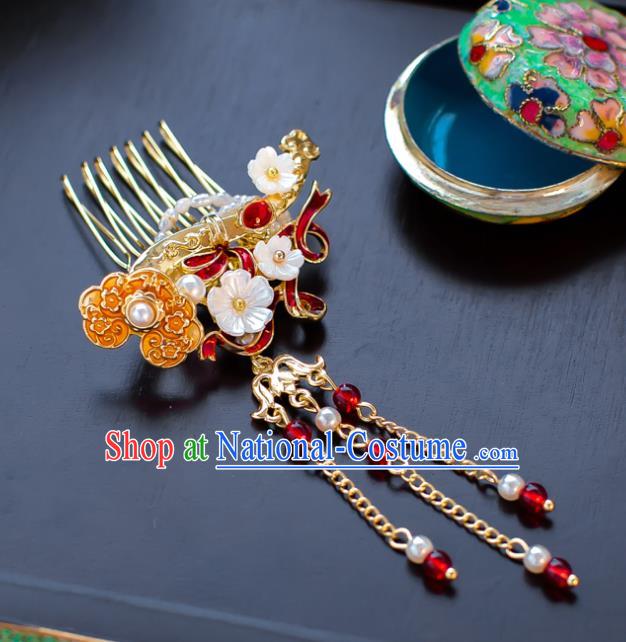 Chinese Handmade Classical Hair Accessories Xiuhe Suit Hair Comb Tassel Hairpins for Women