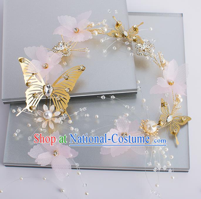 Handmade Classical Wedding Hair Accessories Bride Butterfly Hair Clasp Headwear for Women