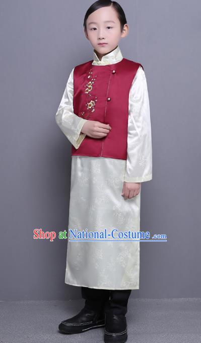 Traditional Republic of China Nobility Childe Embroidered Costume Chinese Long Robe for Men