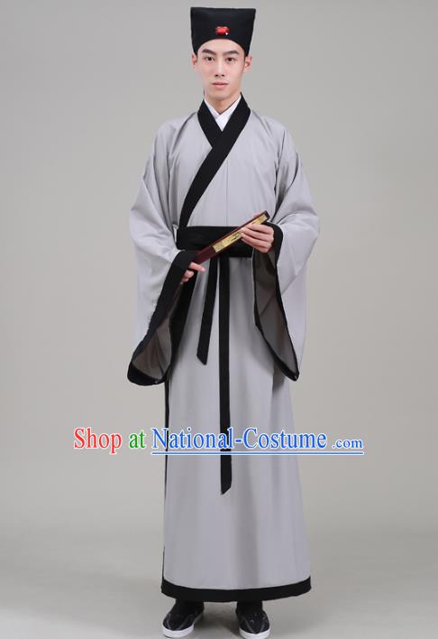 Traditional China Han Dynasty Scholar Costume, Chinese Ancient Chancellor Hanfu Robe Clothing for Men