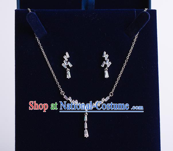 Handmade Classical Wedding Accessories Baroque Zircon Necklace and Earrings for Women