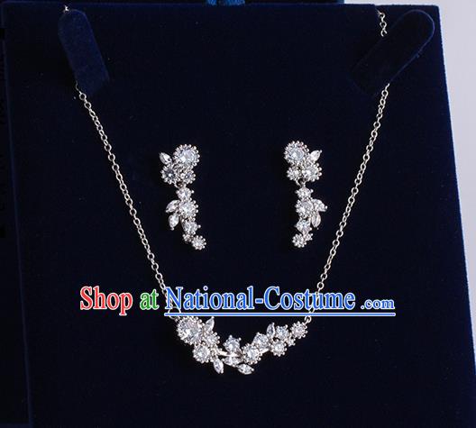 Handmade Classical Wedding Accessories Baroque Crystal Necklace and Earrings for Women