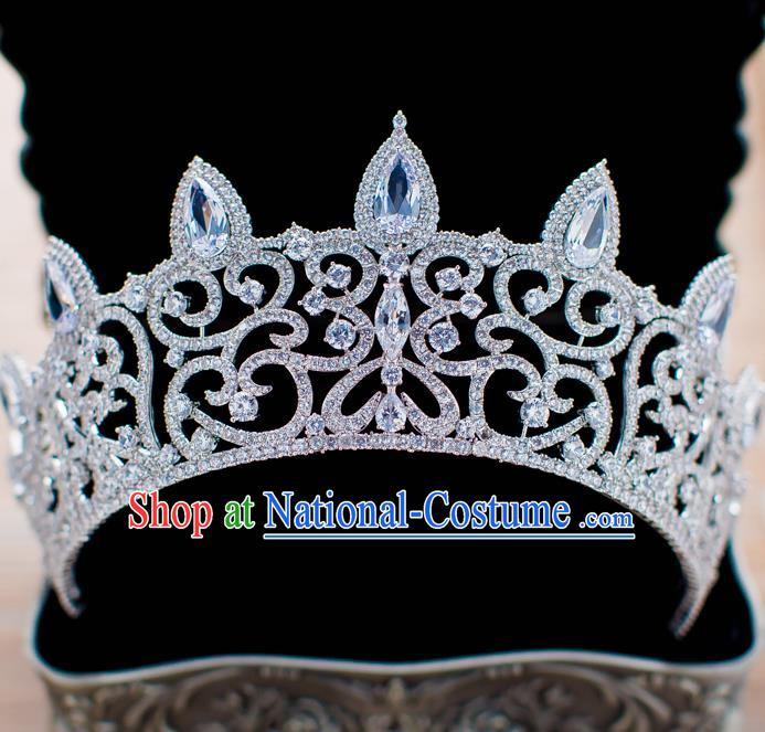 Handmade Classical Hair Accessories Baroque Bride Royal Crown Crystal Hair Coronet Headwear for Women