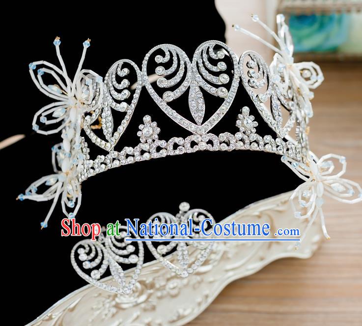 Handmade Classical Hair Accessories Baroque Bride Crystal Royal Crown Hair Coronet Headwear for Women