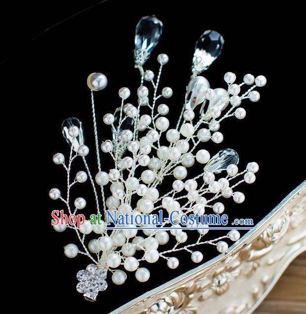 Handmade Classical Wedding Hair Accessories Bride Pearls Hair Claw Headwear for Women