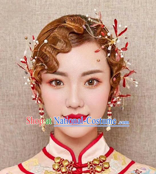 Handmade Classical Wedding Hair Accessories Bride Red Hair Claws Headwear for Women