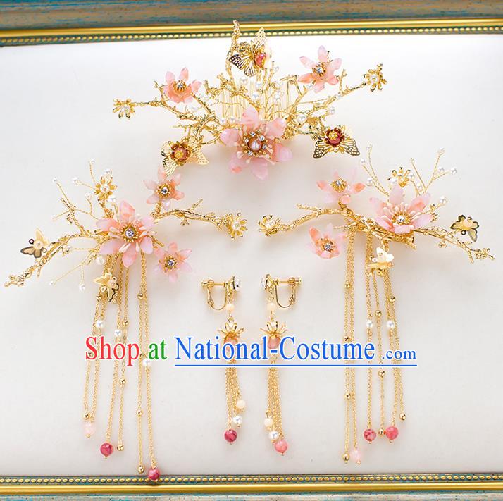 Chinese Handmade Classical Hair Accessories Wedding Bride Tassel Hairpins Complete Set