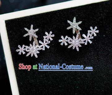 Handmade Classical Wedding Accessories Baroque Crystal Snowflake Earrings for Women