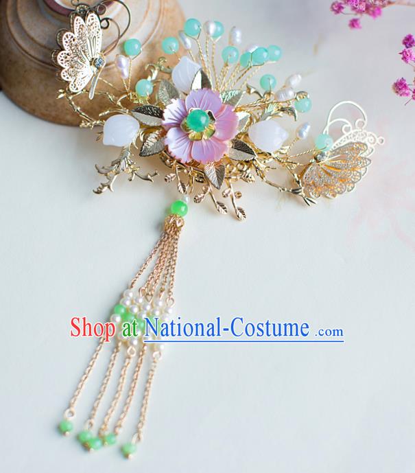 Chinese Handmade Classical Hair Accessories Wedding Butterfly Hairpins Tassel Step Shake Headwear