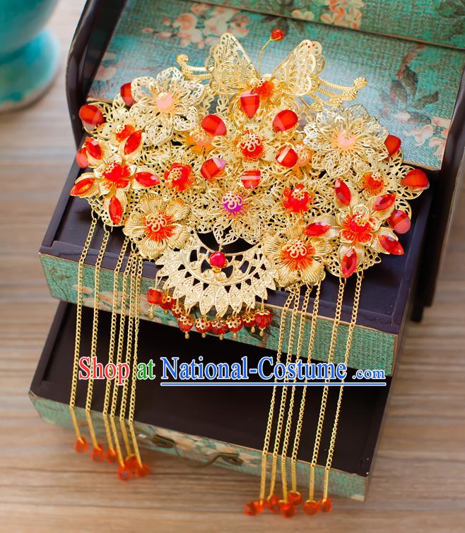 Chinese Handmade Classical Hair Accessories Wedding Hairpins Tassel Frontlet Headwear