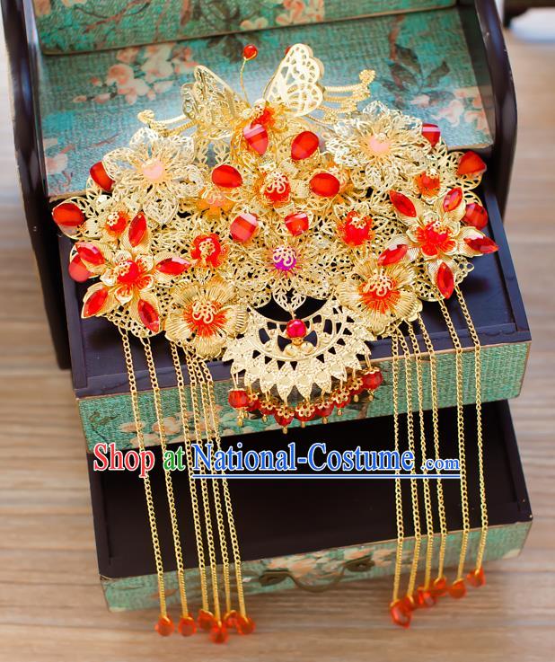 Chinese Hair Jewelry Accessories Xiuhe Suit Hairpins Headwear Headdress Hair Crown for Women