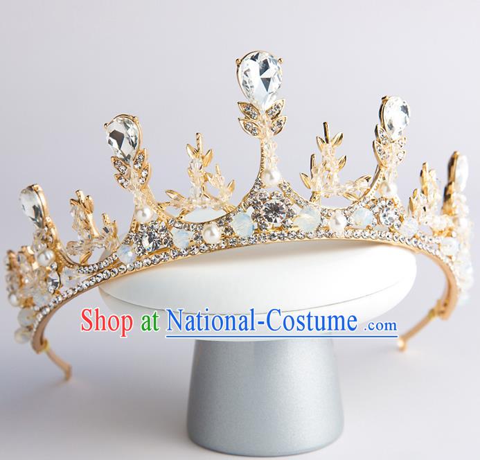 Handmade Classical Hair Accessories Baroque Princess Crystal Royal Crown Headwear for Women