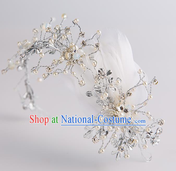 Handmade Classical Wedding Hair Accessories Bride Pearls Hair Clasp Headwear for Women