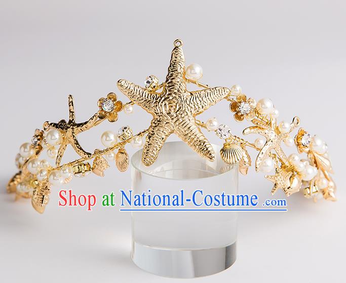 Handmade Classical Hair Accessories Baroque Bride Crystal Pearls Royal Crown Headwear for Women