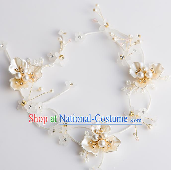 Handmade Classical Wedding Hair Accessories Bride Shell Flower Pearls Headband Hair Clasp Headwear for Women