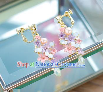 China Handmade Classical Wedding Accessories Hanfu Flowers Tassel Earrings for Women