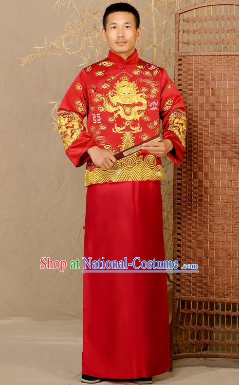 Ancient Chinese Wedding Costume Ancient Groom Toast Clothing Tang Suit for Men