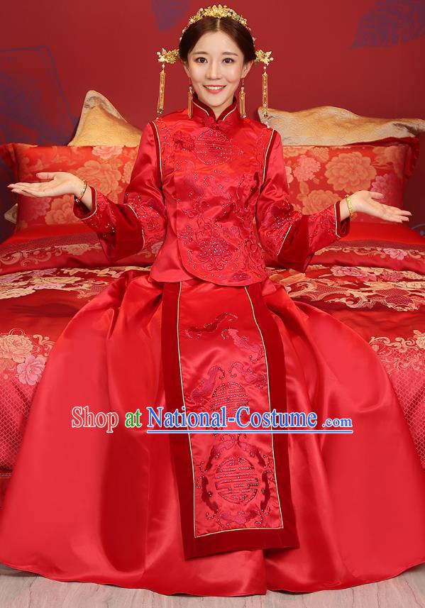 Traditional Chinese Wedding Costumes Traditional Xiuhe Suits Ancient Chinese bridal Full Dress