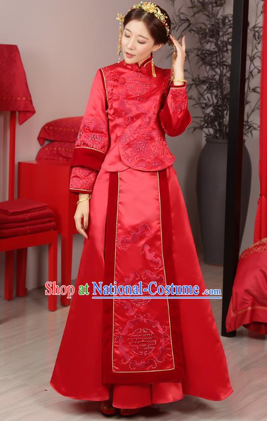 Traditional Chinese Wedding Costumes Traditional Xiuhe Suits Ancient Chinese bridal Full Dress