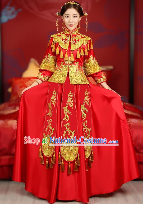 Traditional Chinese Wedding Costumes Traditional Xiuhe Suits Ancient Chinese bridal Full Dress