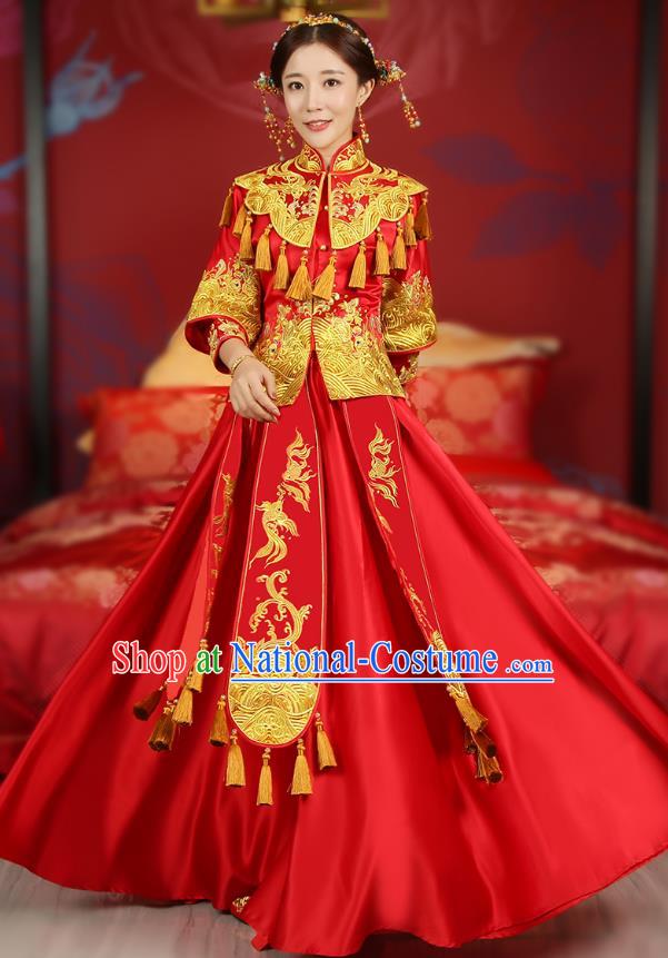 Traditional Chinese Wedding Costumes Traditional Xiuhe Suits Ancient Chinese bridal Full Dress