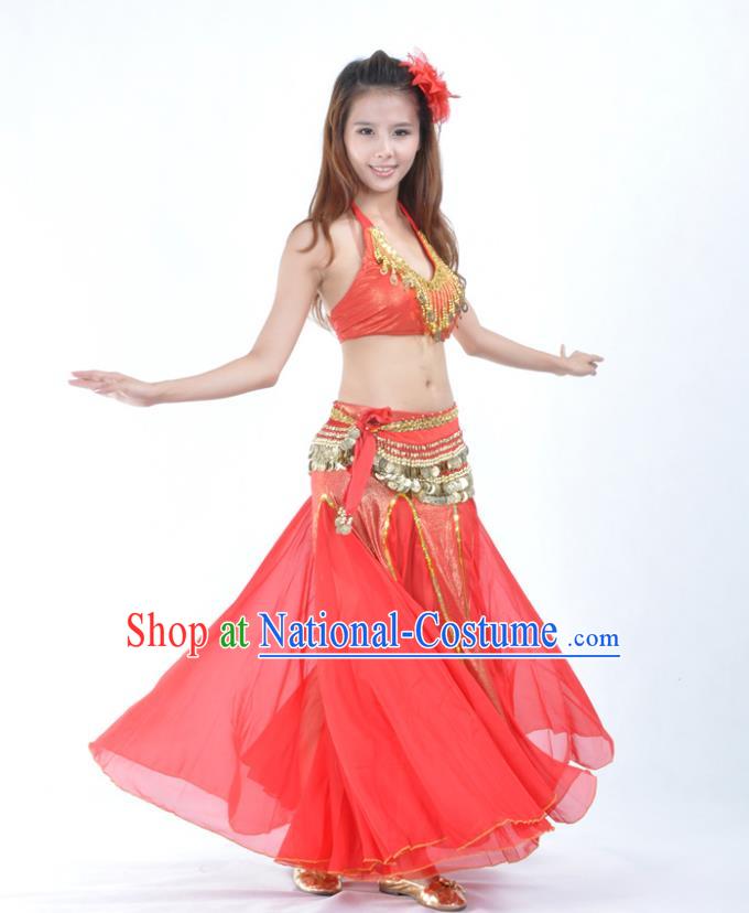 Traditional Indian Bollywood Belly Dance Red Dress Asian India Oriental Dance Costume for Women