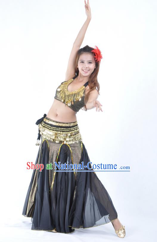 Traditional Indian Bollywood Belly Dance Black Dress Asian India Oriental Dance Costume for Women