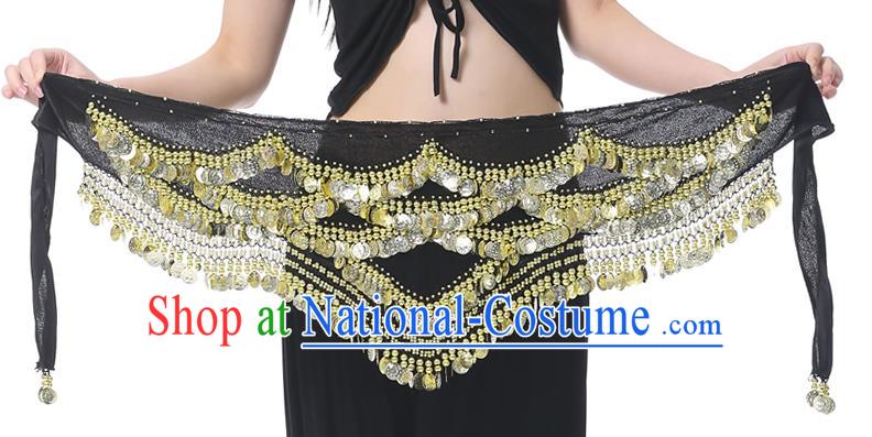 Indian Belly Dance Black Waistband India Raks Sharki Paillette Belts Waist Accessories for Women