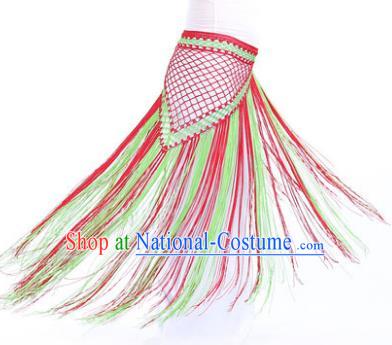 Indian Belly Dance Green and Red Tassel Waist Scarf Waistband India Raks Sharki Belts for Women