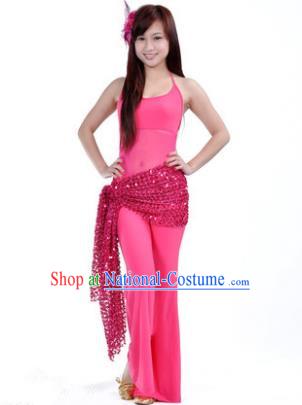 Traditional Indian Belly Dance Oriental Dance Rosy Costume for Women